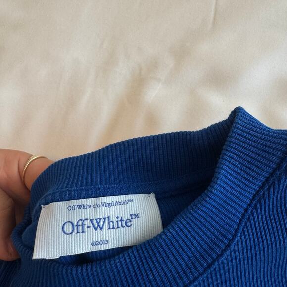 Off-White Off Stamp Blue Ribbed Crop T-Shirt Size S - Picture 3 of 9